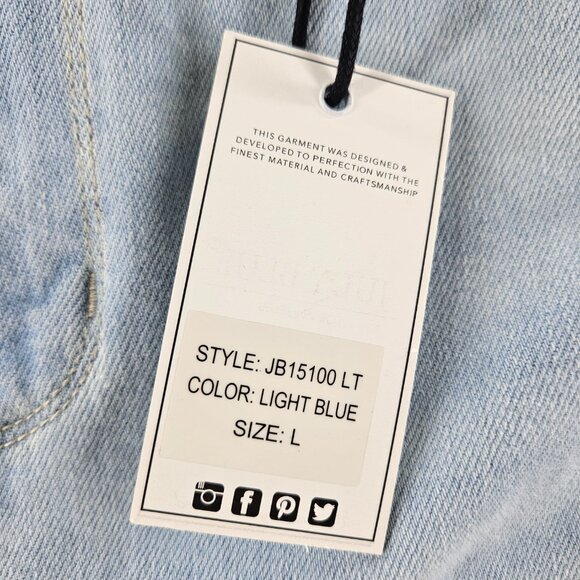 Judy Blue Shorts Womens Large Light Blue High Waist Distressed‎ Denim Raw Hem - Picture 4 of 16